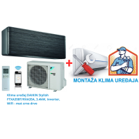 Klima uređaj DAIKIN Stylish FTXA35BT/RXA35A, 3.4kW, Inverter, WiFi - mat crno drvo SA MONTAŽOM